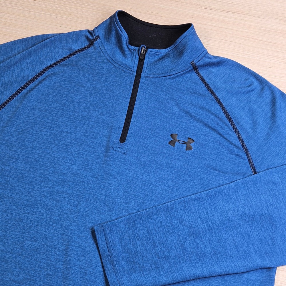 Under Armour Tech Quarter Zip Pullover Men M Blue Heatgear Loose Fit 1242220
